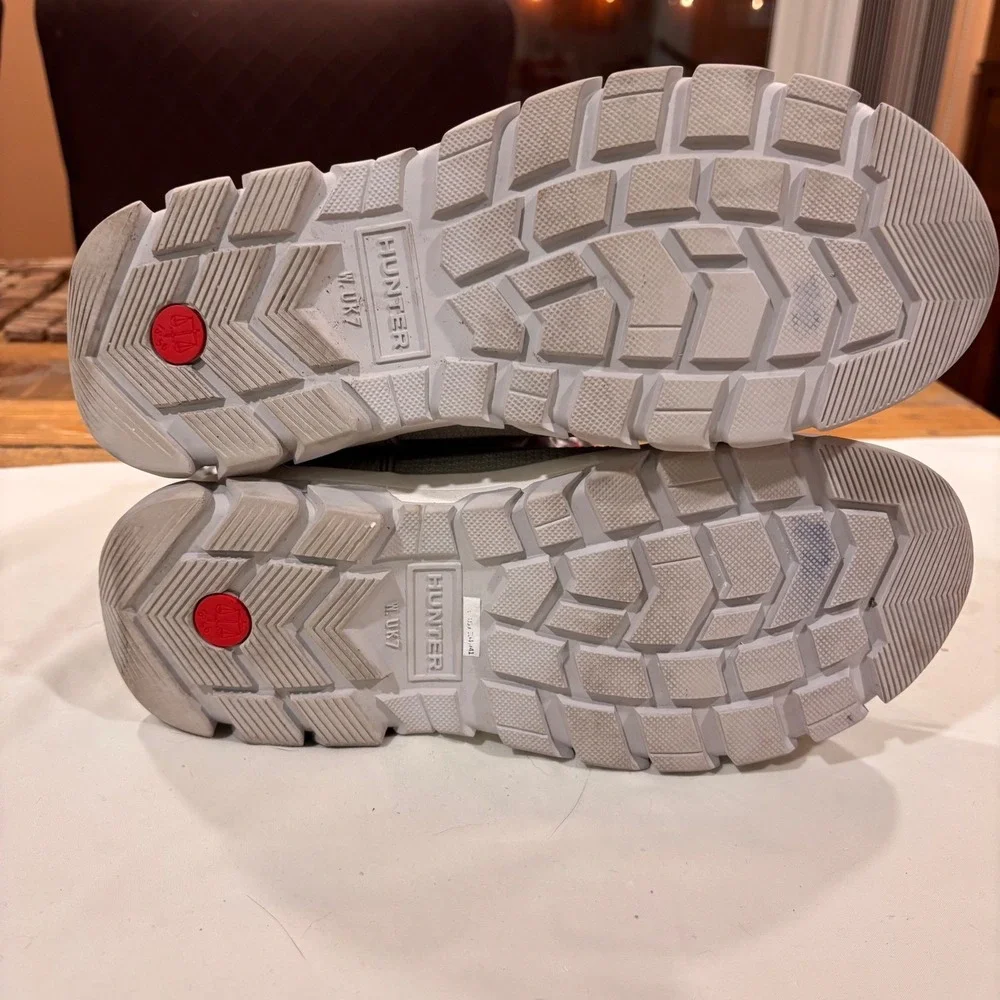 Hunter Snow Boots Puffer Quilted Rubber‎ Waterproof Winter Metallic Gray Women 9